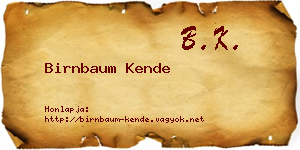 Birnbaum Kende névjegykártya